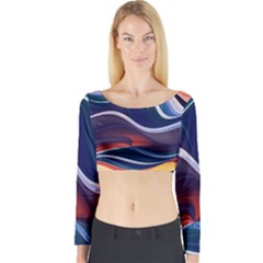 Wave Of Abstract Colors Long Sleeve Crop Top by uniart180623