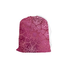 Pink Mandala Glitter Bohemian Girly Glitter Drawstring Pouch (medium) by uniart180623