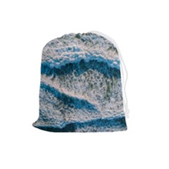 Waves Wave Nature Beach Drawstring Pouch (large) by uniart180623