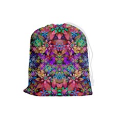 Flower Patterns Abstract Pattern Digital Art Drawstring Pouch (large) by uniart180623