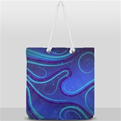 Spiral Shape Blue Abstract Full Print Rope Handle Tote (large) by uniart180623