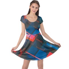 Minimalist Abstract Shaping Abstract Digital Art Cap Sleeve Dress by uniart180623
