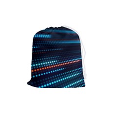Orange Blue Dot Dots Lines Abstract Digital Art Drawstring Pouch (medium) by uniart180623