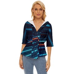 Orange Blue Dot Dots Lines Abstract Digital Art Lightweight Drawstring Hooded Top by uniart180623