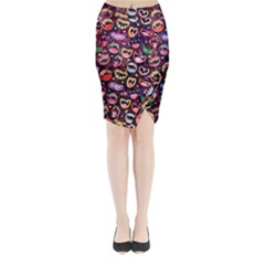 Funny Monster Mouths Midi Wrap Pencil Skirt by uniart180623