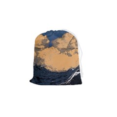 Waves Aesthetic Ocean Retro Sea Vintage Drawstring Pouch (small) by uniart180623