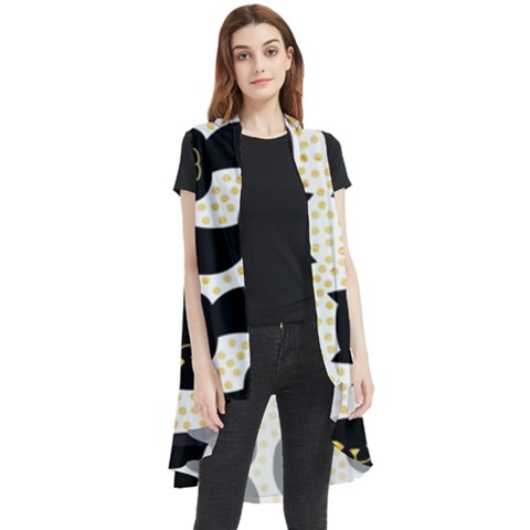 Black Cats And Dots Koteto Cat Pattern Kitty Sleeveless Chiffon Waistcoat Shirt by uniart180623