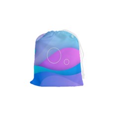 Colorful Blue Purple Wave Drawstring Pouch (small) by uniart180623