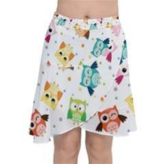 Owl Bird Chiffon Wrap Front Skirt by uniart180623