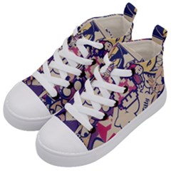 Retro Cartoon Titty Parody Kids  Mid-top Canvas Sneakers by uniart180623