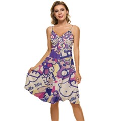 Retro Cartoon Titty Parody Sleeveless Tie Front Chiffon Dress by uniart180623