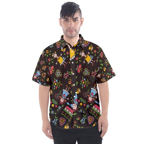 Cartoon Texture Men s Short Sleeve Shirt by uniart180623