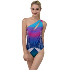 Retro Cityscape Artist Artwork Digital Art To One Side Swimsuit by uniart180623
