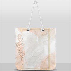 Leaves Marble Frame Background Full Print Rope Handle Tote (large) by uniart180623