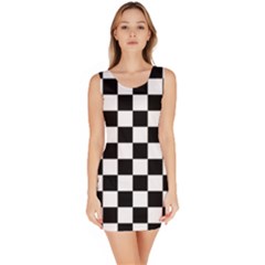 Black White Checker Pattern Checkerboard Bodycon Dress by uniart180623