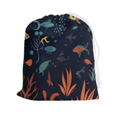 Underwater Ocean Animals Sea Drawstring Pouch (2xl) by Simbadda