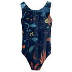 Underwater Ocean Animals Sea Kids  Cut-out Back One Piece Swimsuit by Simbadda