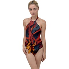 Abstract Colorful Waves Painting Art Go With The Flow One Piece Swimsuit by Simbadda