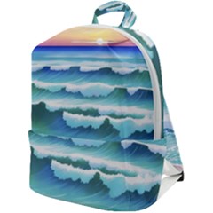 Ocean Sea Waves Beach Zip Up Backpack by Simbadda