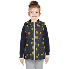 Bloomed Yellow Petaled Flower Plants Kids  Hooded Puffer Vest by artworkshop