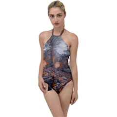 Breathe In Nature Background Go With The Flow One Piece Swimsuit by artworkshop