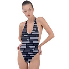 Black And Grey Wall Backless Halter One Piece Swimsuit by ConteMonfrey