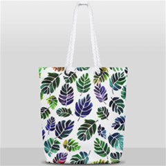 Leaves Watercolor Ornamental Decorative Design Full Print Rope Handle Tote (small) by Simbadda