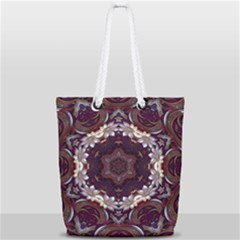 Rosette Kaleidoscope Mosaic Abstract Background Full Print Rope Handle Tote (small) by Simbadda