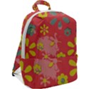 Flowers Pattern Zip Up Backpack View2