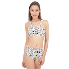 Funny Hand Drawn Halloween Pattern Cage Up Bikini Set by Simbadda