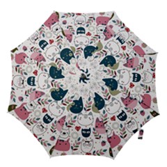 Pattern With Cute Cat Heads Hook Handle Umbrellas (medium) by Simbadda