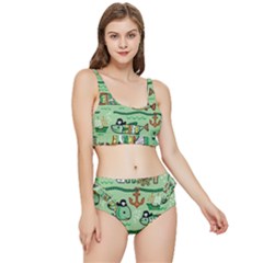 Seamless Pattern Fishes Pirates Cartoon Frilly Bikini Set by Simbadda