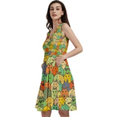 Seamless Pattern With Doodle Bunny Sleeveless V-neck Skater Dress With Pockets by Simbadda