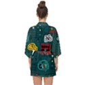 Seamless Pattern Hand Drawn With Vehicles Buildings Road Half Sleeve Chiffon Kimono View2