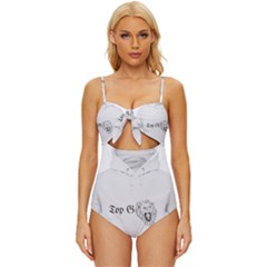 (2) Knot Front One-piece Swimsuit by Alldesigners