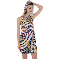 Abstract Geometric Seamless Pattern With Animal Print Racer Back Hoodie Dress by Simbadda