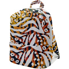 Abstract Geometric Seamless Pattern With Animal Print Zip Up Backpack by Simbadda
