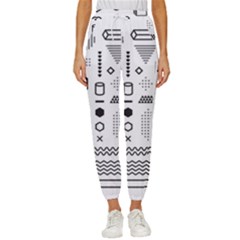 Pattern Hipster Abstract Form Geometric Line Variety Shapes Polkadots Fashion Style Seamless Women s Cropped Drawstring Pants by Simbadda