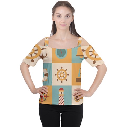 Nautical Elements Collection Cutout Shoulder Tee by Simbadda