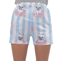French-bulldog-dog-seamless-pattern Sleepwear Shorts by Simbadda