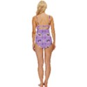 Cute-colorful-cat-kitten-with-paw-yarn-ball-seamless-pattern Knot Front One-Piece Swimsuit View4