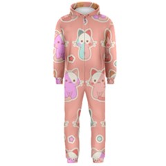 Cute-kawaii-kittens-seamless-pattern Hooded Jumpsuit (men) by Simbadda
