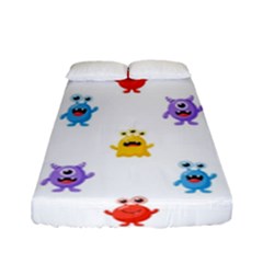 Seamless-pattern-cute-funny-monster-cartoon-isolated-white-background Fitted Sheet (full/ Double Size) by Simbadda