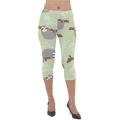 Sloths-pattern-design Lightweight Velour Capri Leggings  by Simbadda