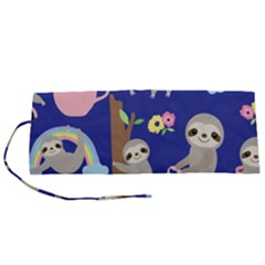 Hand-drawn-cute-sloth-pattern-background Roll Up Canvas Pencil Holder (s) by Simbadda