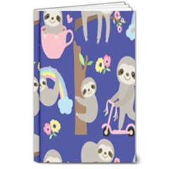 Hand-drawn-cute-sloth-pattern-background 8  X 10  Hardcover Notebook by Simbadda