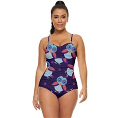 Owl-pattern-background Retro Full Coverage Swimsuit by Simbadda
