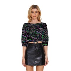 Math-linear-mathematics-education-circle-background Mid Sleeve Drawstring Hem Top by Simbadda