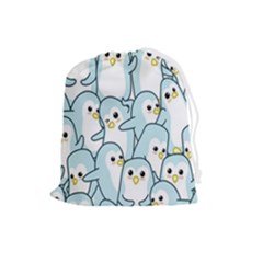 Penguins-pattern Drawstring Pouch (large) by Simbadda