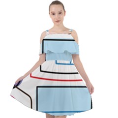 Sketch Line Art Doodles Design Cut Out Shoulders Chiffon Dress by Grandong